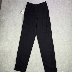 NWT Aritzia Wilfred Free Modern Cargo Pants Black Size 0 Button Fly Utility